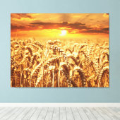 Toile Coucher de soleil et champ de blé (Insitu (Plancher de Bois))