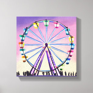 Toile Coucher de soleil Ferris Wheel Belle aquarelle