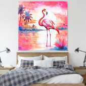 Toile Coucher de soleil Flamant rose rose (Insitu(Chambre))