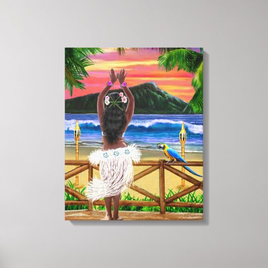 TOILE COUCHER DE SOLEIL HULA HAWAÏEN (Recto)