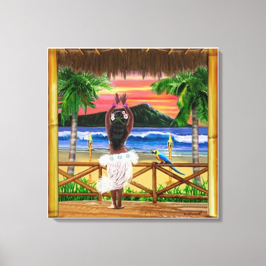 TOILE COUCHER DE SOLEIL HULA HAWAÏEN (Recto)