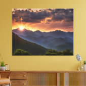 Toile Coucher de soleil magnifique sur les montagnes (Insitu(Salon))