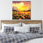Toile Coucher de soleil moderne sur l'aquarelle de champ (Insitu(Chambre))