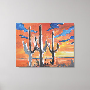 Toile Coucher de soleil néo-expressionniste sur le déser