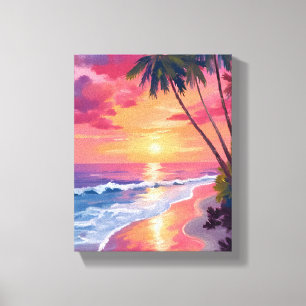 Toile Coucher de soleil paradisiaque   Plage tropicale r