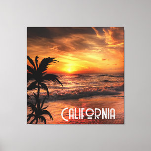 TOILE COUCHER DE SOLEIL PERSONNALISÉ CALIFORNIE PLAGE BE