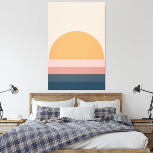 Toile Coucher de soleil rétro minimal - Neutre (Insitu(Chambre))