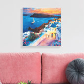 Toile Coucher de soleil romantique à Santorin (Insitu(Salon))