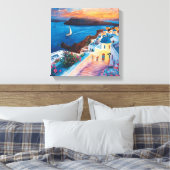 Toile Coucher de soleil romantique à Santorin (Insitu(Chambre))