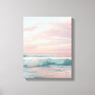 Toile Coucher de soleil rose, Turquoise et or Ocean Canv