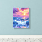 Toile Coucher de soleil rose violet | Aquarelle reflets (Insitu (Plancher de Bois))