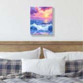 Toile Coucher de soleil rose violet | Aquarelle reflets (Insitu(Chambre))