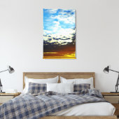 Toile Coucher de soleil rouge orange bleu avec nuages (Insitu(Chambre))