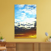Toile Coucher de soleil rouge orange bleu avec nuages (Insitu(Salon))