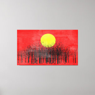 Toile Coucher de soleil rouge peinture Abstraite