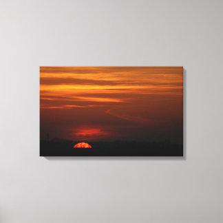 Toile Coucher de soleil rouge sur le Midwest