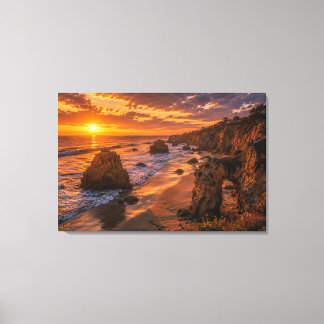 Toile Coucher de soleil sur la Côte dorée de Malibu, pay