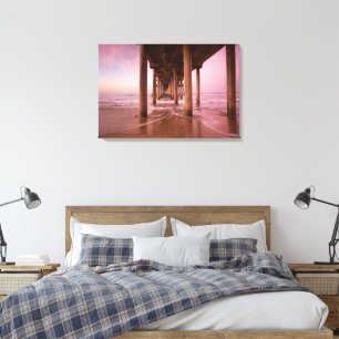 Toile Coucher de soleil sur la jetée de Huntington Beach