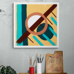 Toile Coucher de soleil sur la plage - Abstrait<br><div class="desc">Un tableau abstrait moderne représentant un coucher de soleil sur une plage. Peinture à l'huile à la main - géométrique - palette vintage Créée par fantabuloustef - 2023</div>