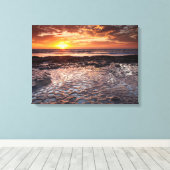Toile Coucher de soleil sur la plage, Californie (Insitu (Plancher de Bois))