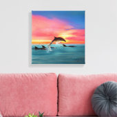 Toile Coucher de soleil sur la plage des dauphins (Insitu(Salon))