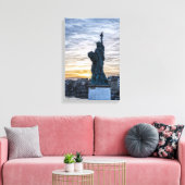 Toile Coucher de soleil sur la réplique de la statue de (Insitu(Salon))