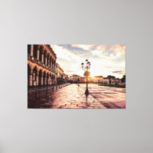Toile Coucher de soleil sur le carré à Padova en Italie
