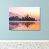 Toile coucher de soleil sur le lac de l'église (Insitu (Plancher de Bois))