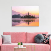 Toile coucher de soleil sur le lac de l'église (Insitu(Salon))