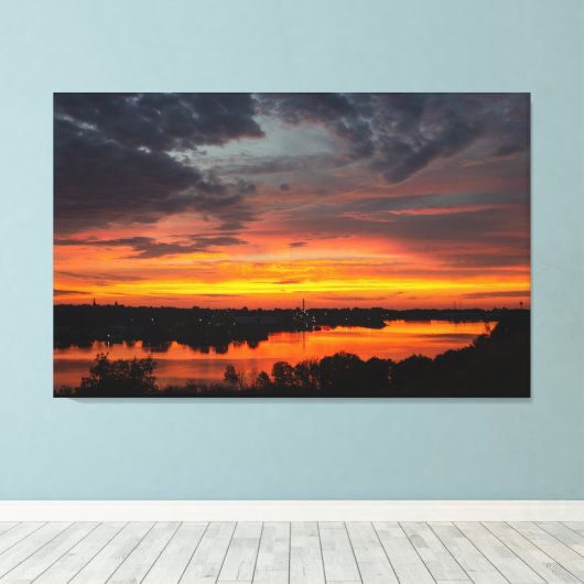 Toile Coucher de soleil sur le lac Mainstee (Insitu (Plancher de Bois))