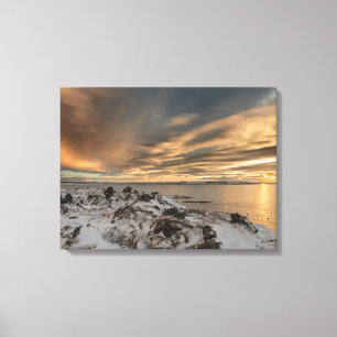 Toile Coucher de soleil sur le lac Myvatn, Islande