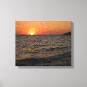 Toile Coucher de soleil sur le lac Yellowstone