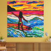 Toile Coucher de soleil sur l'île de Surfer sur la plage (Insitu(Salon))