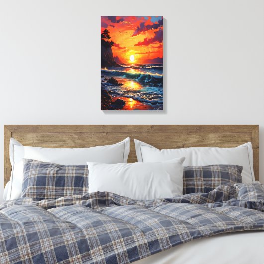 Toile Coucher de soleil sur l'océan - Art côtier (Insitu(Chambre))