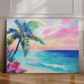 Toile Coucher de soleil sur l'océan tropical, Palmier