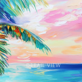 Toile Coucher de soleil sur l'océan tropical, Palmier