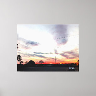 Toile Coucher de soleil sur paysage rural