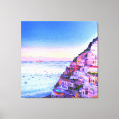 Toile Coucher de soleil sur Positano, Italie Peinture (Recto)