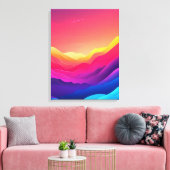 Toile Coucher de soleil sur silhouettes de montagne (Insitu(Salon))