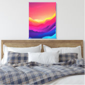 Toile Coucher de soleil sur silhouettes de montagne (Insitu(Chambre))