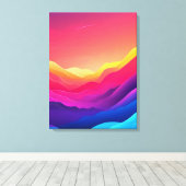 Toile Coucher de soleil sur silhouettes de montagne (Insitu (Plancher de Bois))