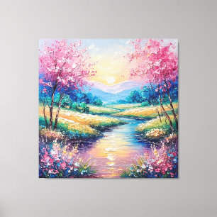 Toile Coucher de soleil sur un ruisseau serein