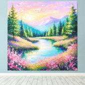 Toile Coucher de soleil sur un ruisseau serein et des ar (Insitu (Plancher de Bois))