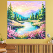 Toile Coucher de soleil sur un ruisseau serein et des ar (Insitu(Salon))