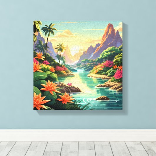 Toile Coucher de soleil tropical (Insitu (Plancher de Bois))