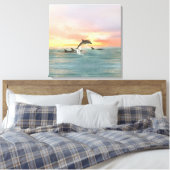 Toile Coucher de soleil tropical du dauphin | Aquarelle  (Insitu(Chambre))