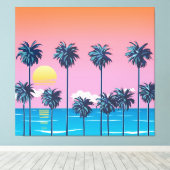Toile Coucher de soleil tropical : Illustration de plage (Insitu (Plancher de Bois))