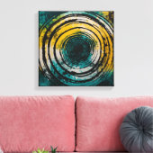 Toile Coucher de soleil turquoise forêt Aquarelle mur ar (Insitu(Salon))