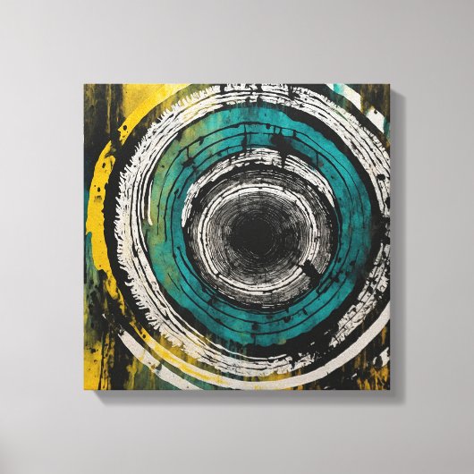 Toile Coucher de soleil turquoise forêt Aquarelle mur ar (Recto)