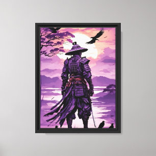 Toile Coucher de soleil violet Samurai - Epic Japonais W